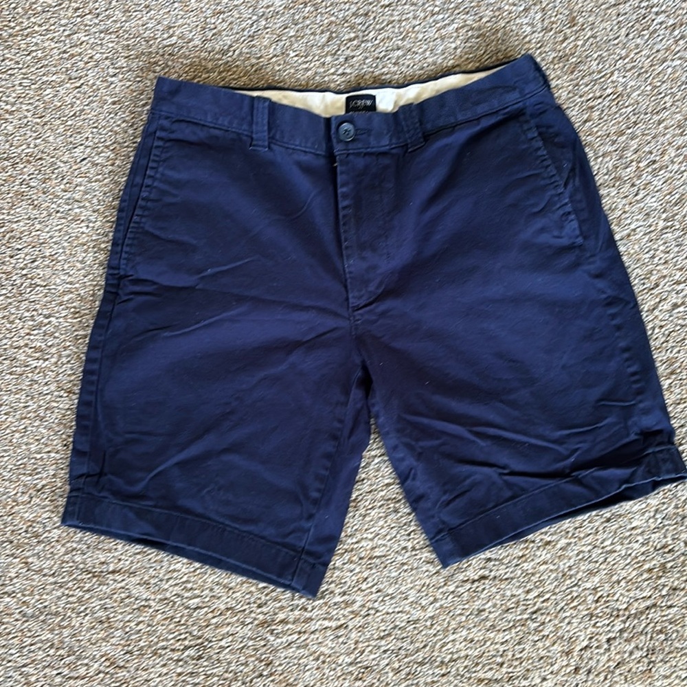 J. Crew 9'' Flex Chino Short Mens Size 31  Blue Flat Front Stretch